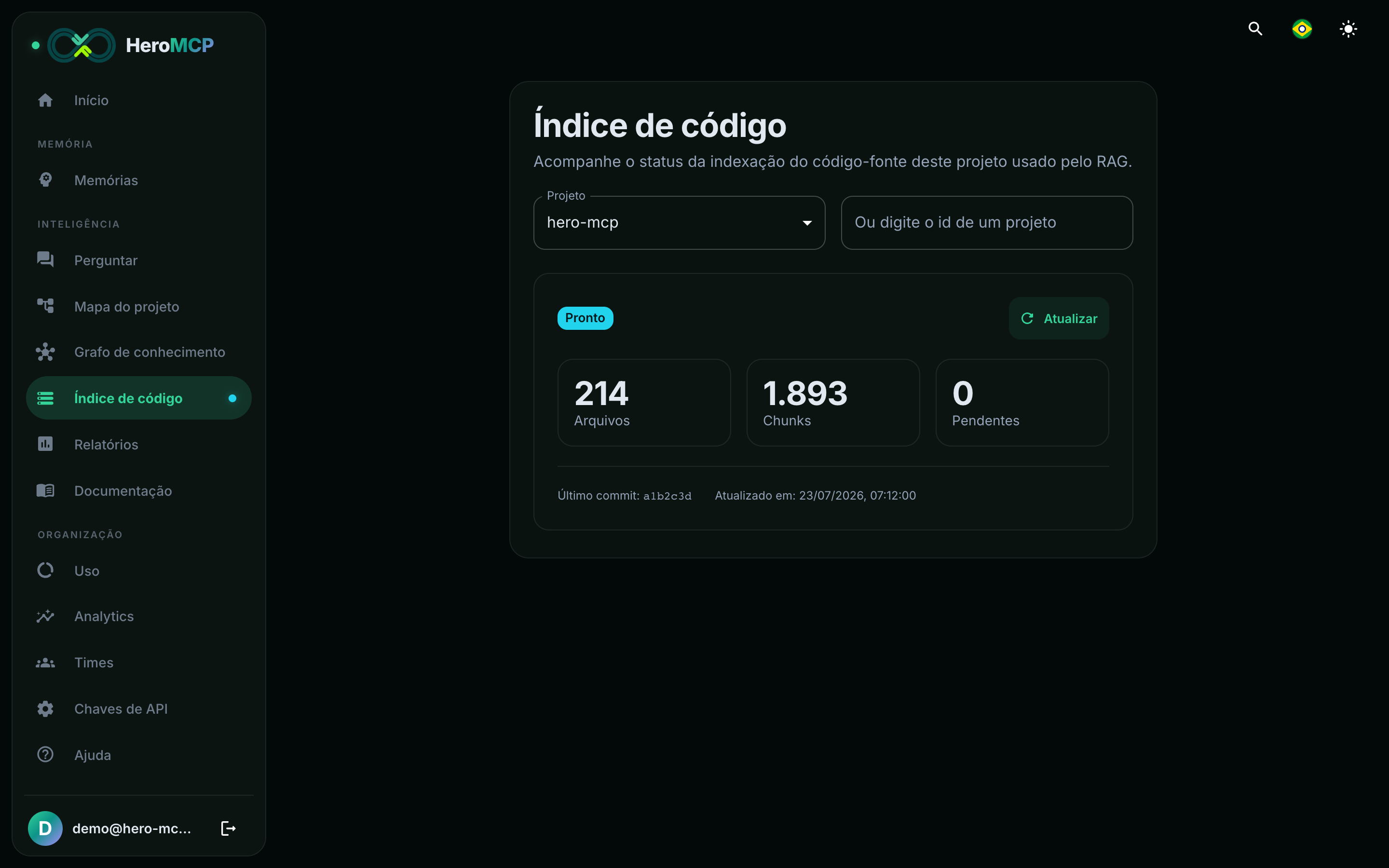 Código · Atualizar